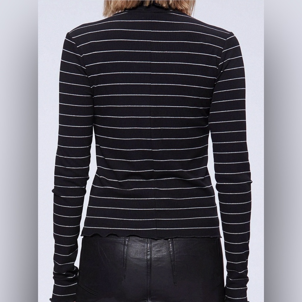 NWOT Paige Cadence Turtleneck In Black Silver, S - Picture 2 of 5